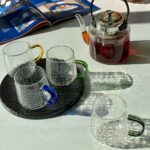 Набір 4 Кружки скляні "Зелений, Синій, Золотий, Срібний Колосок" 400 мл