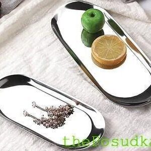 Тарілка овальна, мала Olens "Срібний металік" 17.9*8.5 см