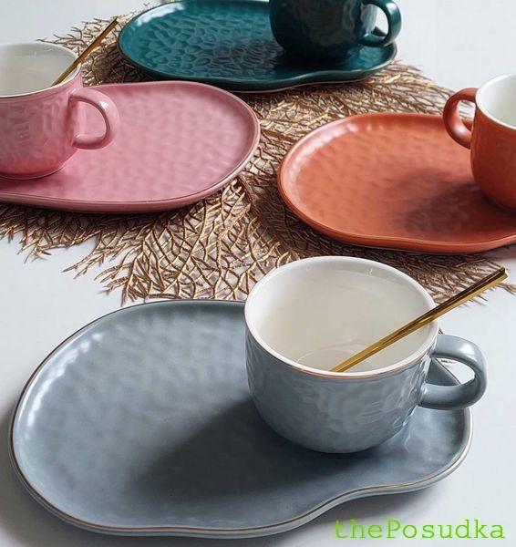 Чашка з блюдцем і ложкою Olens "Добрий ранок", 150 мл, сіра Зображення 2 – thePosudka Чашка з блюдцем і ложкою Olens "Добрий ранок", 150 мл, сіра - Зображення 2