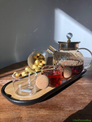 Набір із 4-х скляних чашок Olens "Куля", 150 мл