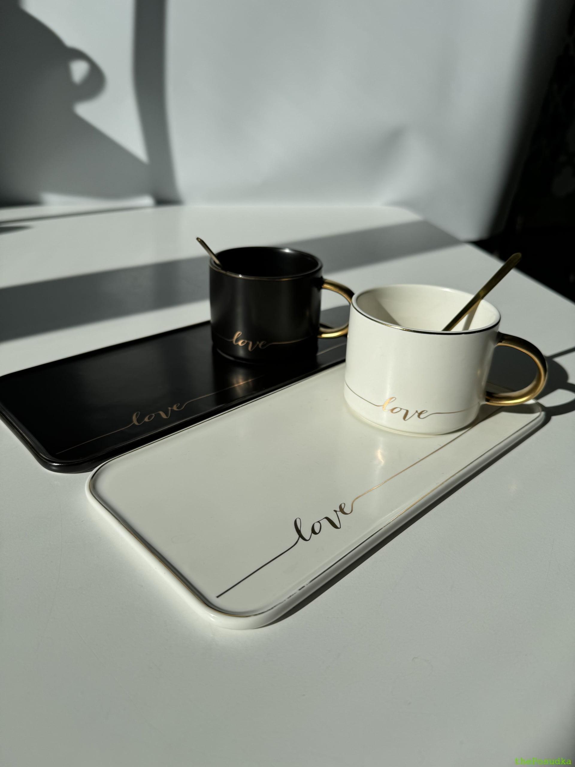 Чашка з блюдцем і ложкою Olens "Love" 200 мл, чорна Зображення 4 – thePosudka Чашка з блюдцем і ложкою Olens "Love" 200 мл, чорна - Зображення 4