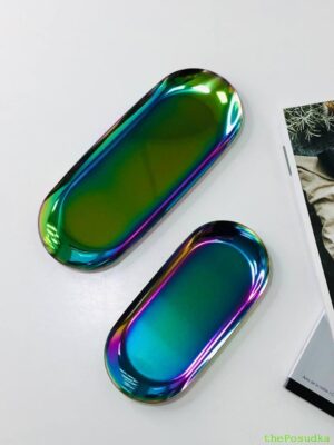 Тарілка овальна Olens "Райдужний металік" 23*9.5 см