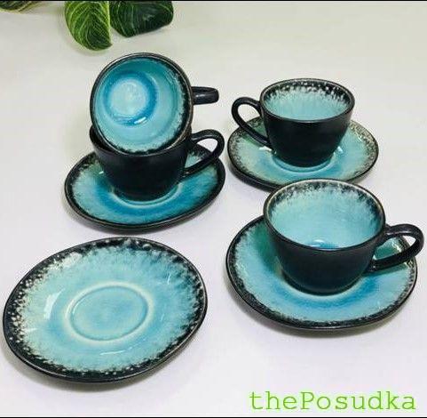 Набір 4 Чашки з Блюдцями для Еспресо "Блу-лейк" 100 мл Зображення 2 – thePosudka Набір 4 Чашки з Блюдцями для Еспресо "Блу-лейк" 100 мл - Зображення 2
