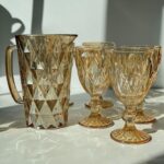 Набір Olens "Дзеркальний Смарагд 2" (6 келихів+глечик) бурштиновий