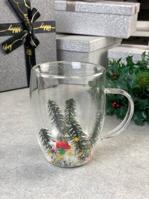 Чашка подвійне скло "Новорічний льодяник" 300 мл
