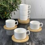 Набір кавових чашок з дерев'яним блюдцем "Сноу", 150 мл