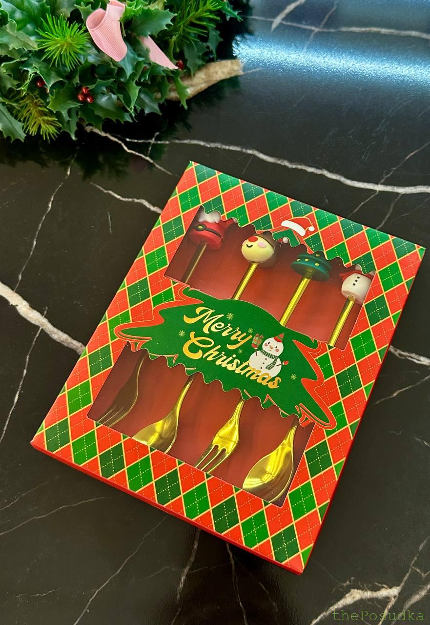 Набір Столових Приборів 2 ложки та 2 вилки "Новорічний" Зображення 1 – thePosudka Набір Столових Приборів 2 ложки та 2 вилки "Новорічний"