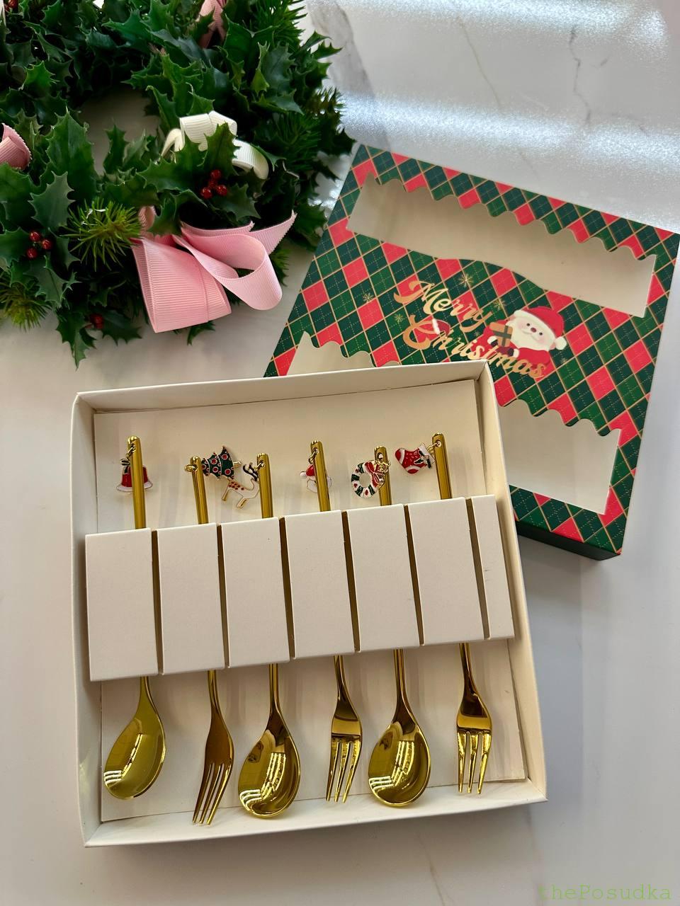 Набір Столових Приборів "Щасливе Різдво" - 3 ложки + 3 виделки Зображення 2 – thePosudka Набір Столових Приборів "Щасливе Різдво" - 3 ложки + 3 виделки - Зображення 2