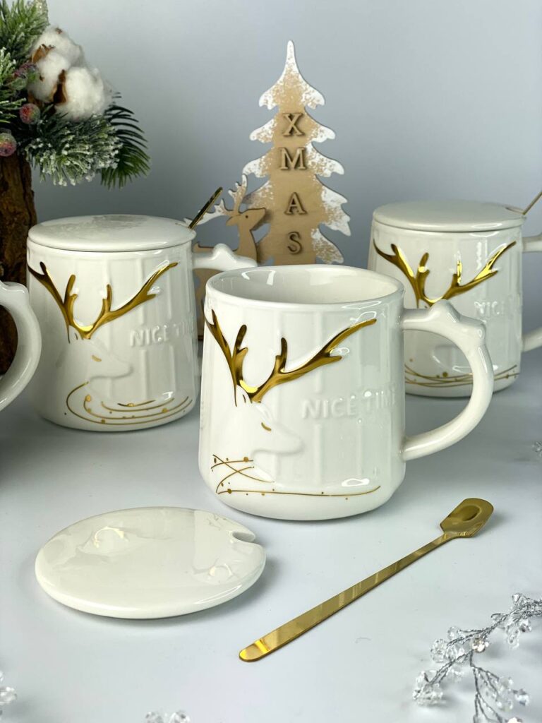 Кружка з кришкою і ложкою "Milu deer" 400мл Зображення 9 &ndash; thePosudka