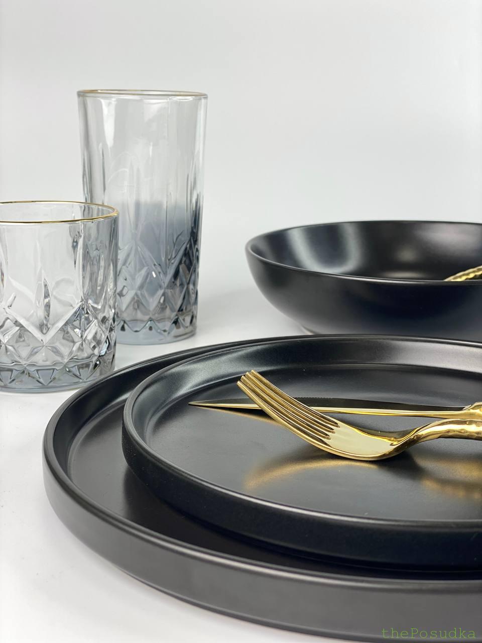 Набір тарілок на 6 персон “Саіда”, (18 предметів), чорна Зображення 1 – thePosudka Набір тарілок на 6 персон “Саіда”, (18 предметів), чорна