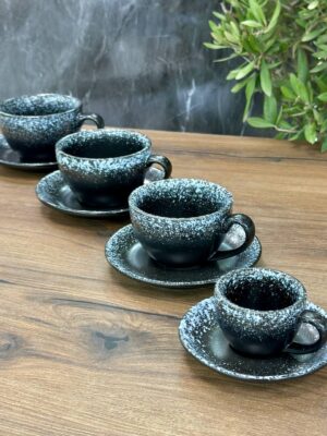 Набір 6 Чашок з Блюдцями "Чорний Сніг"