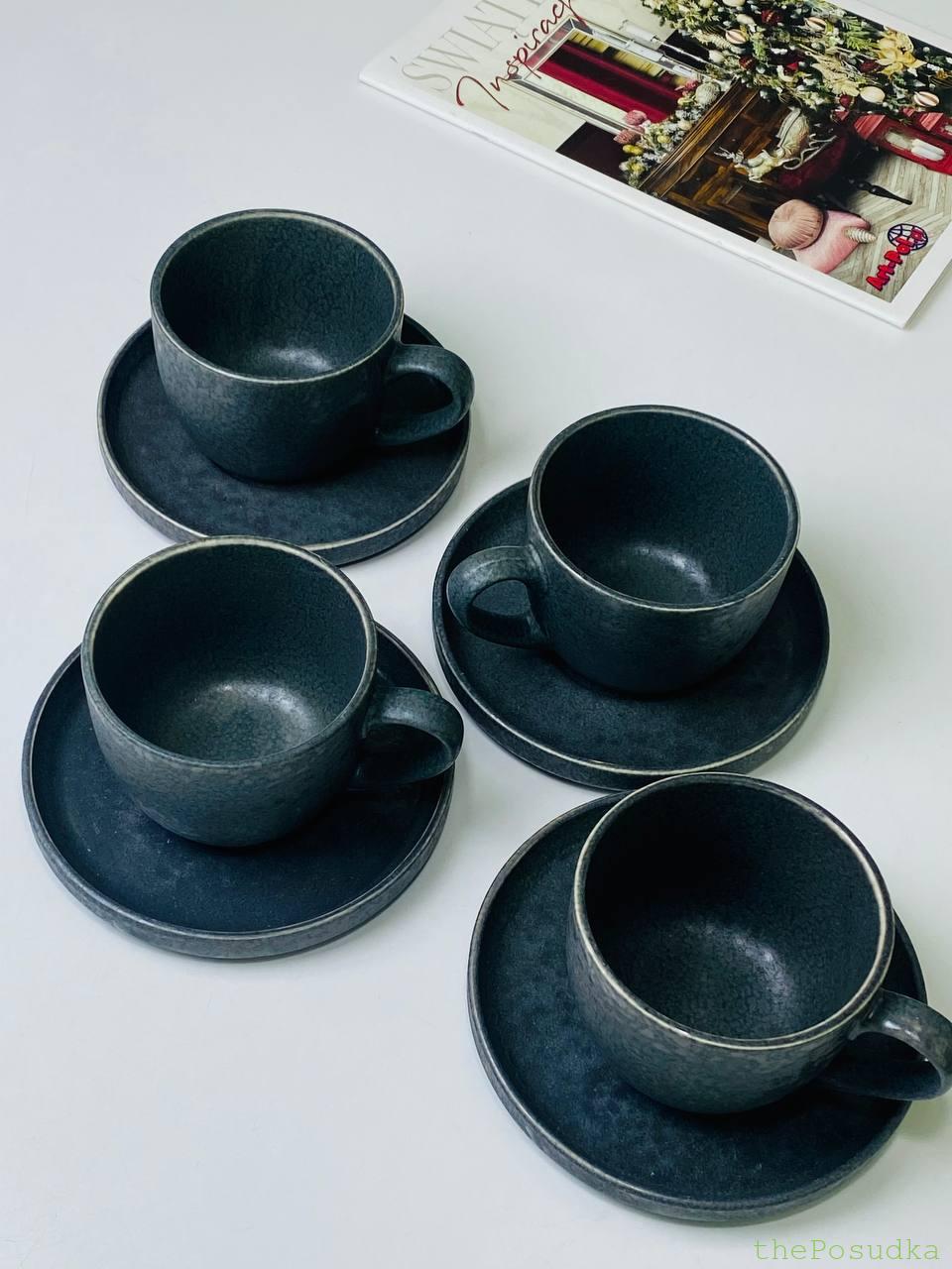 Набір 4 чашок з блюдцем кава/чай "Шайні-дот", 300 мл Зображення 2 – thePosudka Набір 4 чашок з блюдцем кава/чай "Шайні-дот", 300 мл - Зображення 2