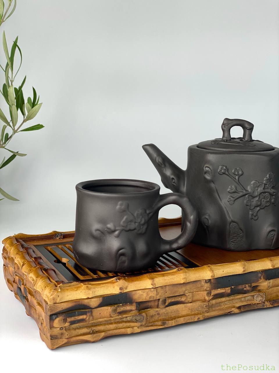 Набір Чайник 400 мл + 2 кружки 200 мл "Пеньок" Зображення 2 – thePosudka Набір Чайник 400 мл + 2 кружки 200 мл "Пеньок" - Зображення 2