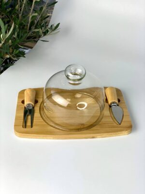 Сирниця з Ножем і Кришкою 13,5 см "Кругла" з підставкою 26*17,3 см