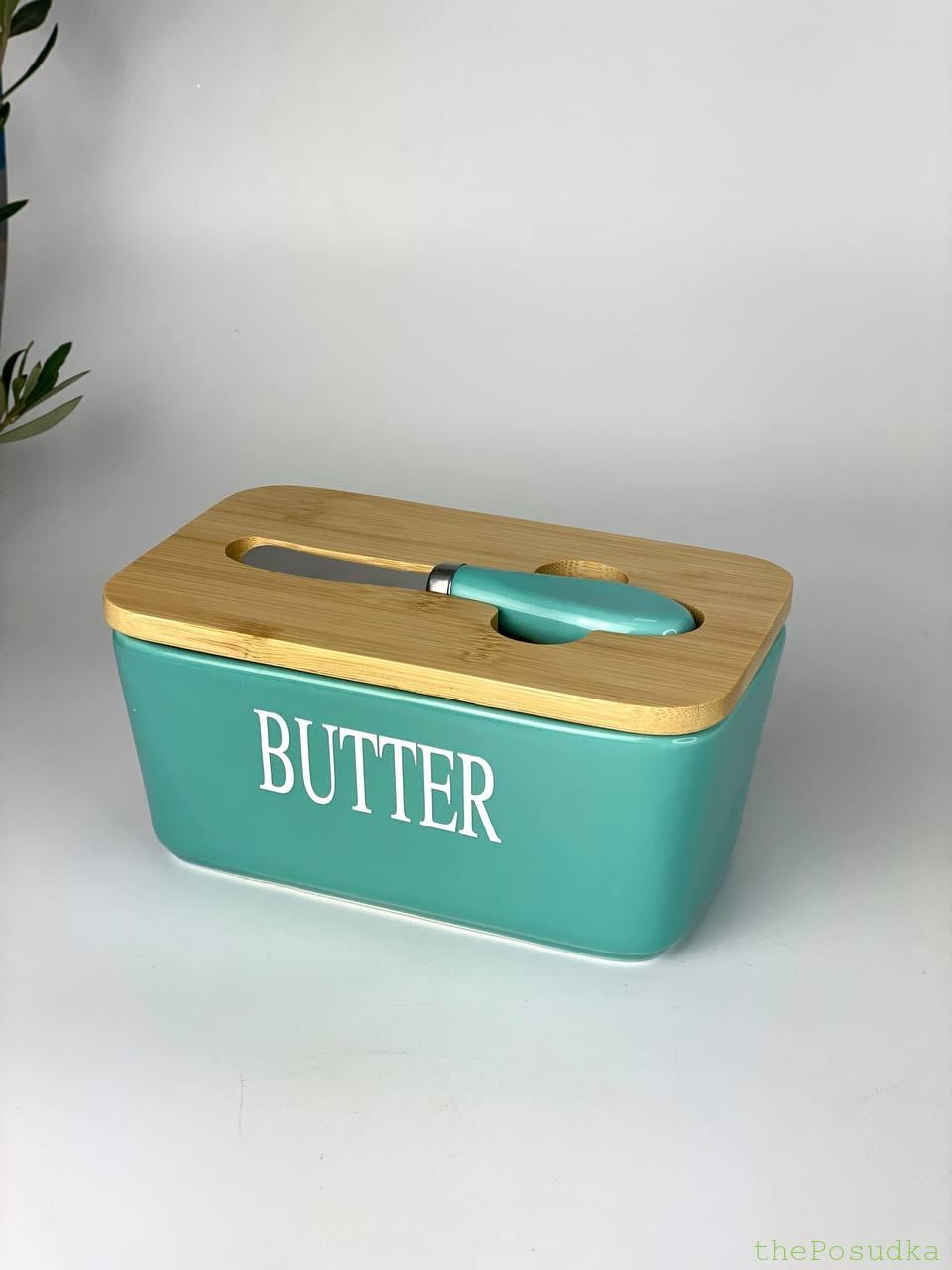 Маслянка з Ножем "Butter" блакитна 17.5*10,5*8 см Зображення 1 – thePosudka Маслянка з Ножем "Butter" блакитна 17.5*10,5*8 см