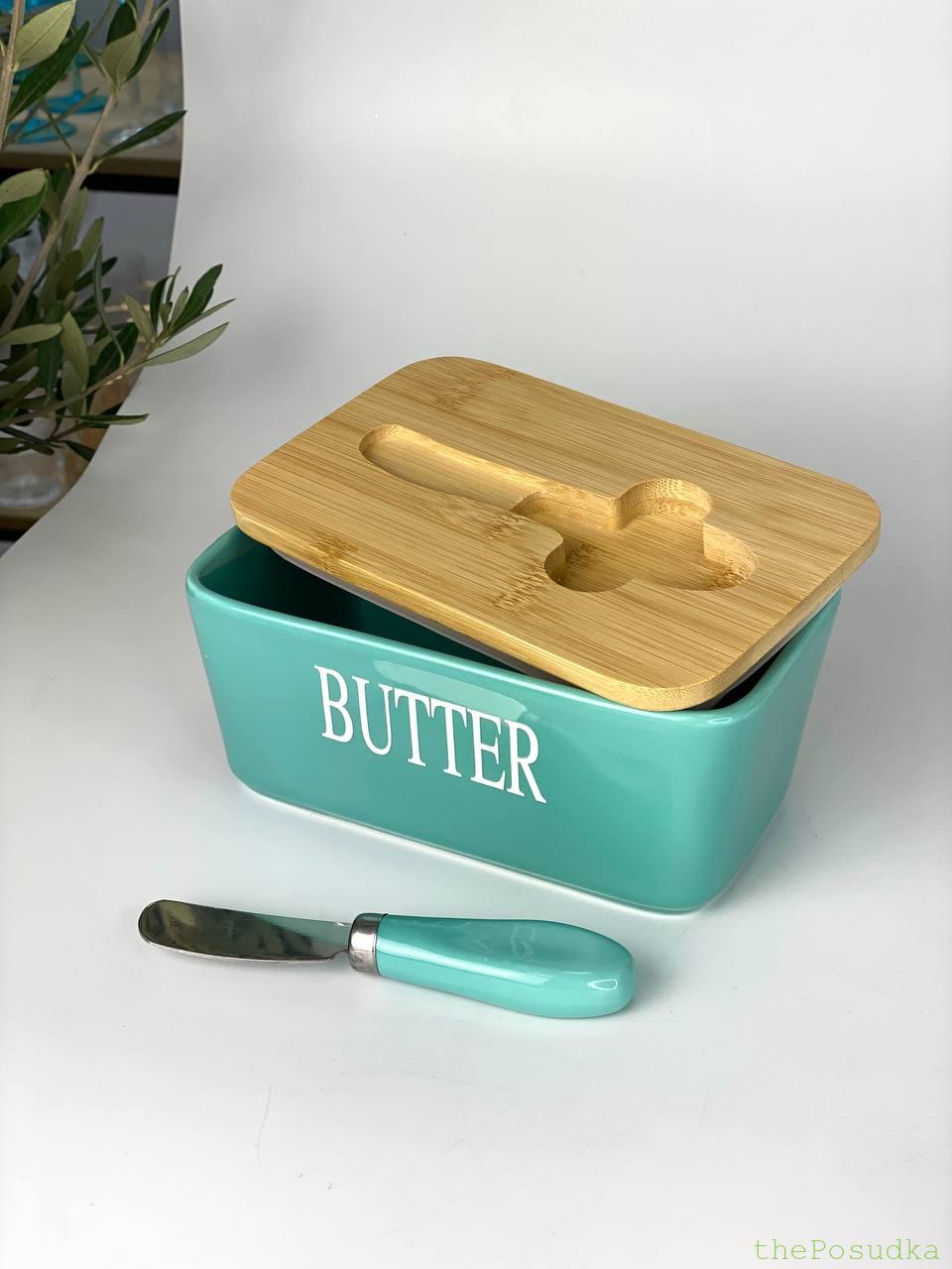 Маслянка з Ножем "Butter" блакитна 17.5*10,5*8 см Зображення 2 – thePosudka Маслянка з Ножем "Butter" блакитна 17.5*10,5*8 см - Зображення 2