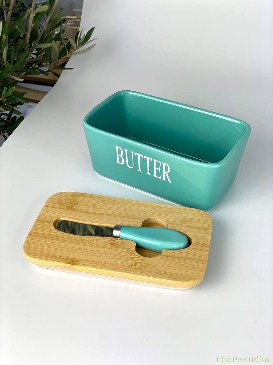 Маслянка з Ножем "Butter" блакитна 17.5*10,5*8 см Зображення 3 – thePosudka Маслянка з Ножем "Butter" блакитна 17.5*10,5*8 см - Зображення 3
