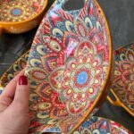 Салатник з двома ручками "Мальований" жовтий, 500 мл