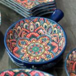 Салатник з ручкою "Мальований" синій, 500 мл