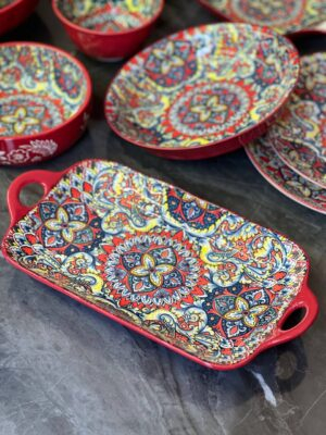 Блюдо прямокутне з ручками 32,5*17*3,5 см "Мальована"