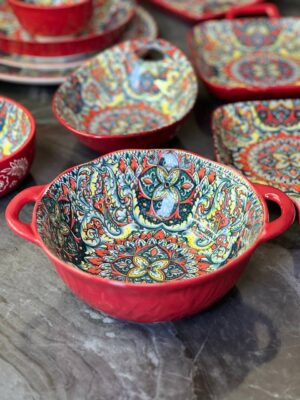 Доставка Посуду в Житомир Зображення 2 – thePosudka Салатник з ручками 24,5*19*7 см "Мальована", 1100 мл