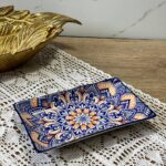 Тарілка прямокутна "Тригір'я" Синя квітка, 21,5 * 13 см