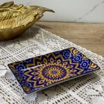 Тарілка прямокутна "Тригір'я" Синій оранж, 21,5 * 13 см
