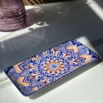 Тарілка прямокутна "Тригір'я" Синьо-оранж, 25 * 11,5 см