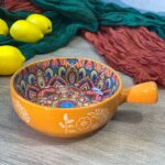 Тарілка глибока з ручкою "Тригір'я" Жовта, 500 мл